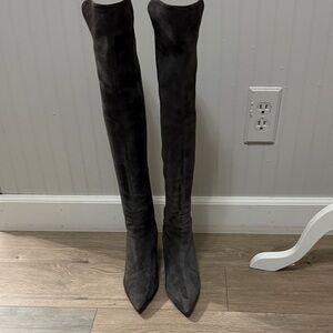 Stewart Weitzman Elegant grey Knee-High Women's Boots new real suede leather